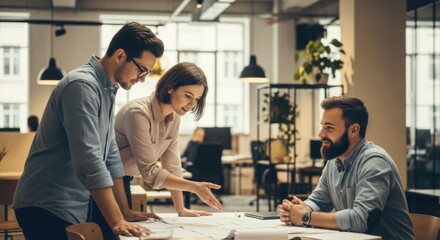 Architects reviewing building plans