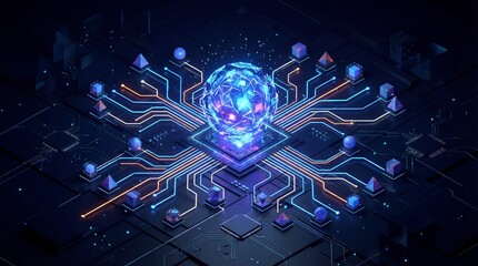 Futuristic AI Data Processing Network Core
