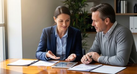 Business meeting financial analysis