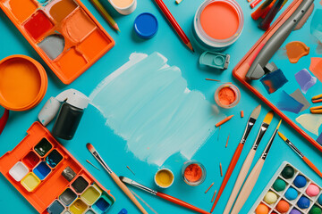 A blue background with a white line