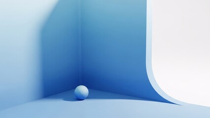 Serene blue sphere in a minimalistic corner