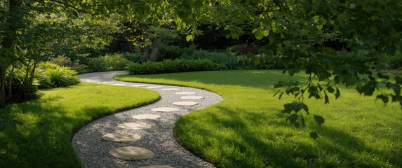 Basic pathway in residential garden landscape