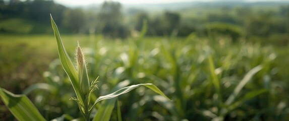 Fototapeta premium Corn flower or jakuntasi in focus mode, still a bud on its tree, with a stunning view of South Kalimantan corn or corn flower not yet opened wide