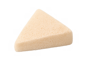 Beige triangular cosmetic sponge applying foundation, beauty blenders for makeup application, skin care accessory