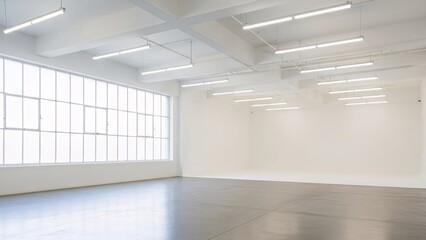 Spacious, modern, white-walled gallery with natural light