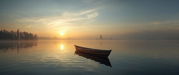 Gorgeous scene with a tiny boat in the lake, looks so beautiful