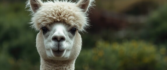 Obraz premium Close shot of a charming alpaca's face