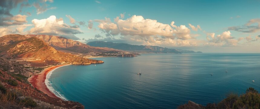 Red Beach in Akrotiri, Greece offering stunning coastal views