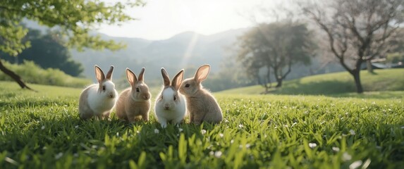 Charming rabbits residing in rabbit island