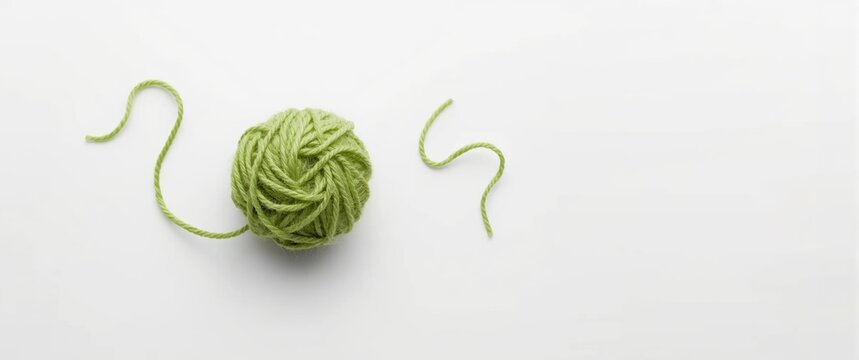 Isolated green thread ball against white backdrop