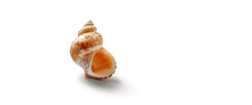 Sea snail Cowrie or cowry with white background Cypraeidae isolated