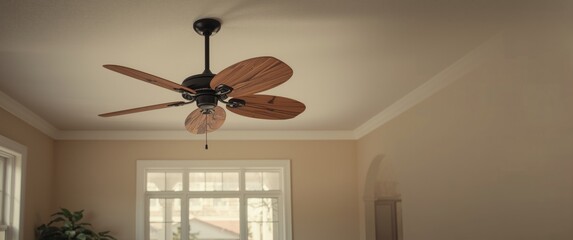 Ceiling fan crafted from wood