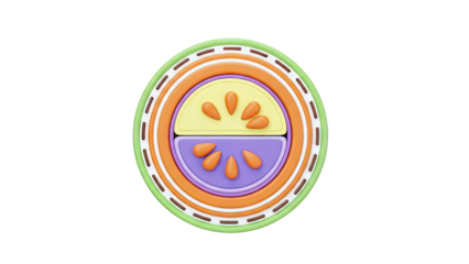 Stylized Citrus Slice with Seeds