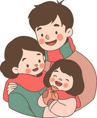 family winter character illustration