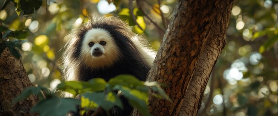 Obraz premium White faced saki juvenile in a tree