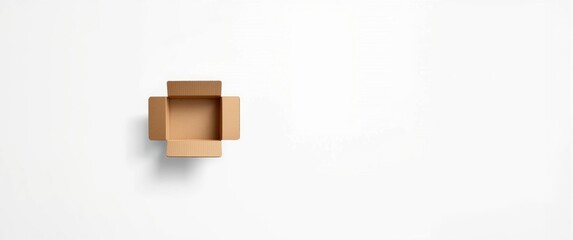 Isolated open box with no contents on white surface from above