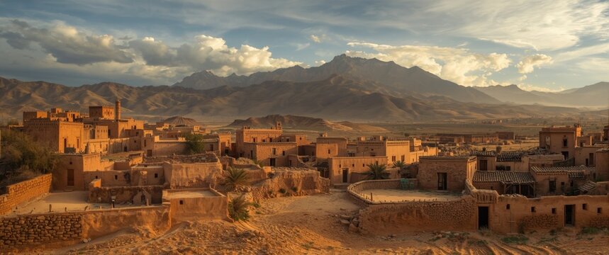 Imlil Moroccan village in Atlas Mountain featuring pattern, sky, travel, nature, landscape, light, earth, vacation, sand