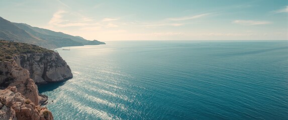 Stunning landscape featuring turquoise waters and rugged cliffs in Zakynthos, Greece
