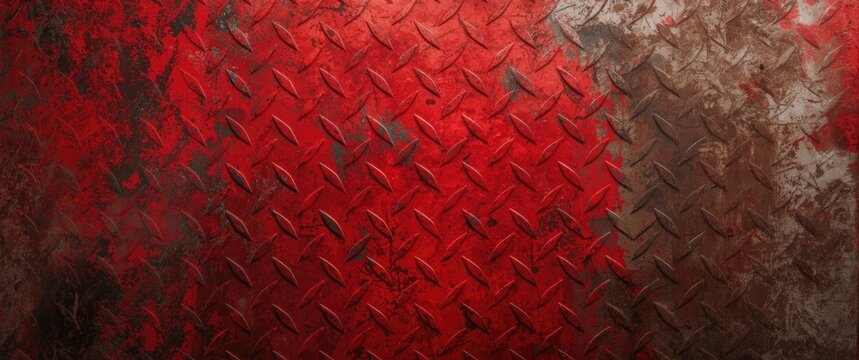 Red Muladhara chakra with molded embossed metal industrial backdrop