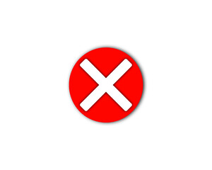 Obraz premium Red circle with white cross icon isolated on transparent background