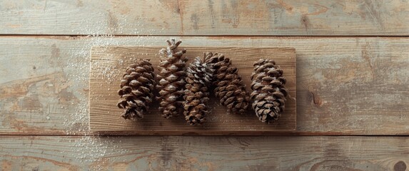 Christmas-themed background with pine cones on rustic wooden planks, holiday, texture, wood, winter, space, grunge, color