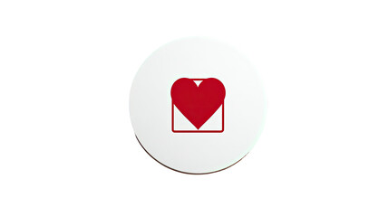 Red heart envelope mail icon notification message love communication minimal interface button isolated on white background