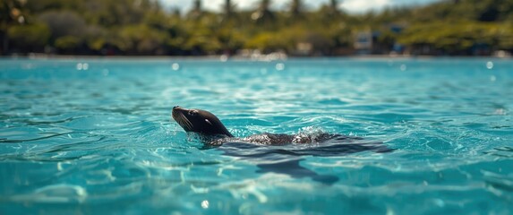 Fototapeta premium Curacao's Willemstad park with sea lion