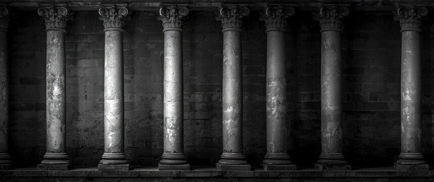 Black and white colored pillars - Powered by Adobe