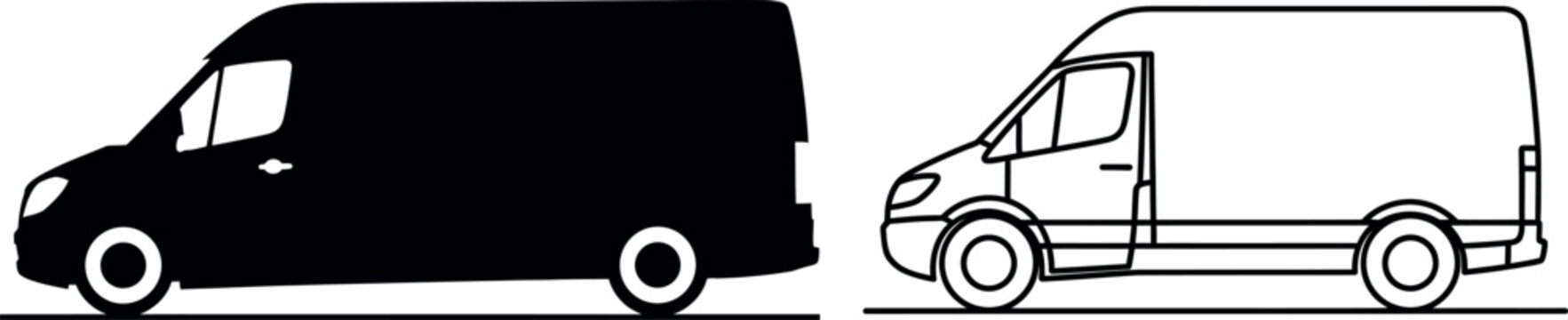 Delivery Van Icons for Logistics and Cargo Transportation