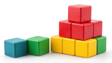 Obraz premium Colorful building blocks, arranged in a structured manner, invite exploration and creativity