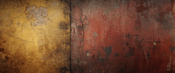 Obraz premium Old textured background with colorful, solid yellow and red, stucco finish, grunge pattern, vintage style