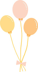 Cute Simple Illustration of Pastel Balloons with Ribbon