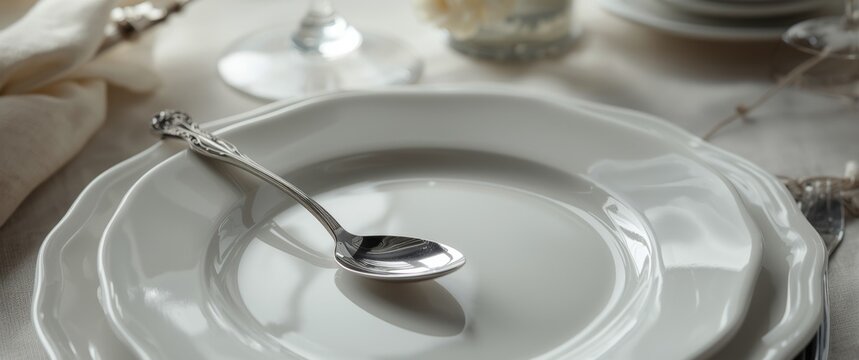 Silver salad spoon featuring a vintage forged handle made of metal, part of cutlery and dinnerware