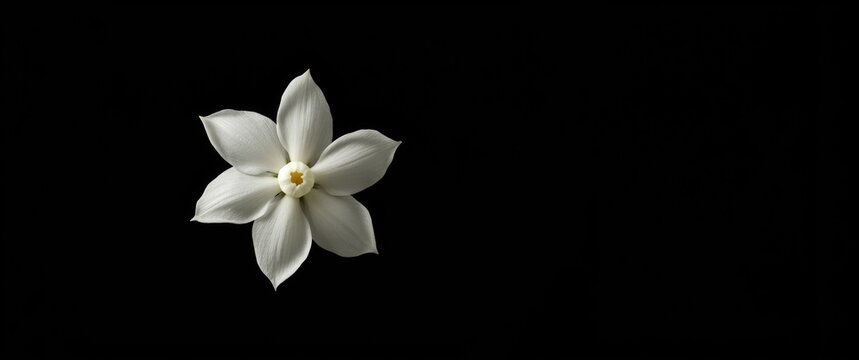 Beautiful jasmine white flower with texture against black background, known as mogra, jui, chameli, mallika, jai in India, and the national flower of the Philippines
