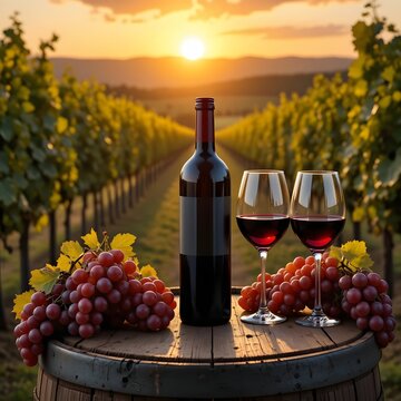 Wine Vineyard Sunset Frame