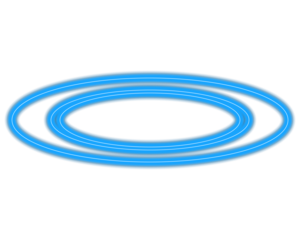 Blue neon circle design isolated on transparent background
