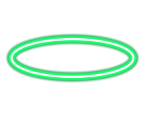 Neon green oval ring isolated on transparent background
