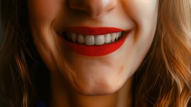 Close-up of vibrant red lips exuding a sense of bold passion and sensuality
