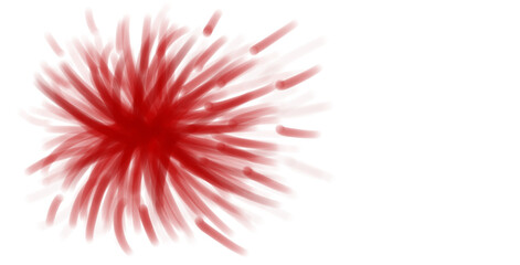 Obraz premium Red abstract splash on white backdrop. Graphic design element for modern art, motion concept, or as a vibrant background.