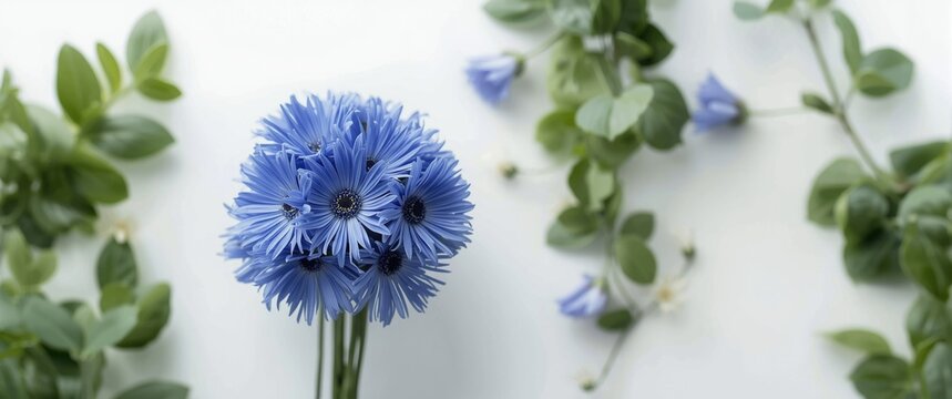 A bouquet featuring cornflowers