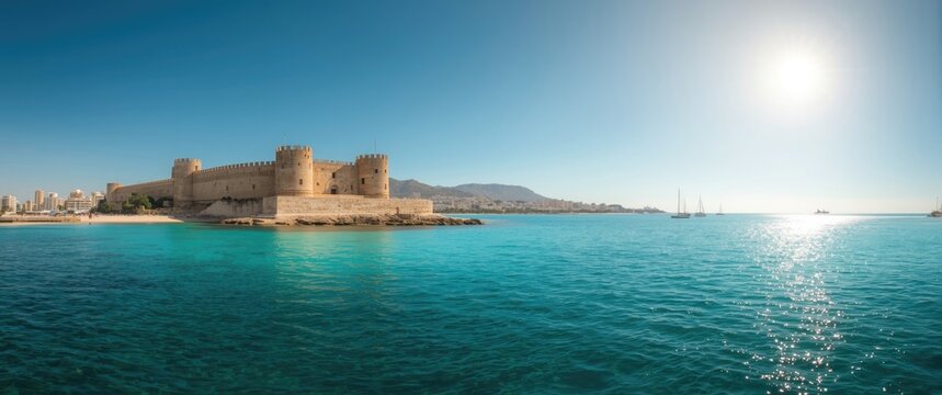 Sidon's fortress in Lebanon featuring water, beach, summer vibes, travel, nature, cityscape, landscape, sea