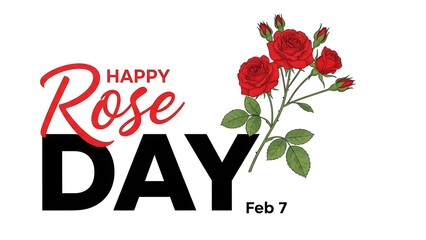 Obraz premium Happy Rose Day Greeting Card with Red Roses and Typography Design