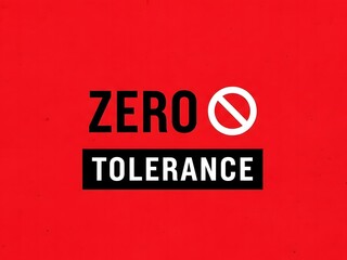 Obraz premium Zero Tolerance Policy Sign on Red Background, Warning and Prohibition Concept.