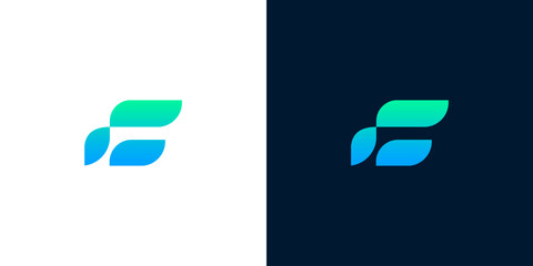 Abstract flowing 'f' logo with gradient colors, symbolizing innovation and connectivity, suitable for tech and business branding
