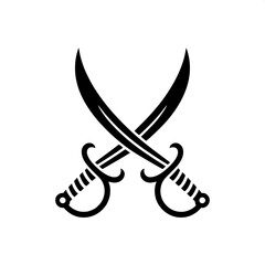 &ldquo;Crossed scimitars silhouette, bold black color, flat design, logo style, isolated on white background&rdquo;