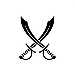 &ldquo;Crossed scimitars silhouette, bold black color, flat design, logo style, isolated on white background&rdquo;