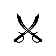 &ldquo;Crossed scimitars silhouette, bold black color, flat design, logo style, isolated on white background&rdquo;