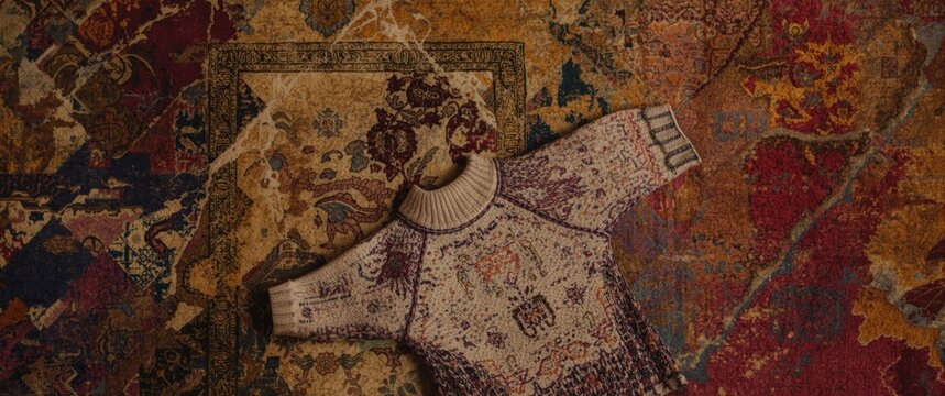 Colorful Versace grunge textile featuring geometric knitwear, abstract rug, and Greek ornamental marble design