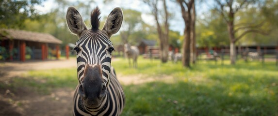 Fototapeta premium Comical zebra close-up image