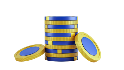 Stack of Blue and Gold Coins